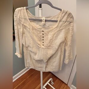 Floreat Cream Blouse with Button Detail